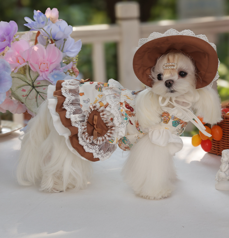 PawsCube Dog Cat Lolita Costume: Breathable Cotton + Tulle Skirt, Perfect for Photo Shoots & Parties